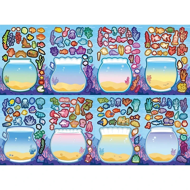 8/16/24PCS Fish Tank Stickers DIY Stationery Puzzle Cartoon Creative Waterproof Notebook Pen Holder Reward Stickers
