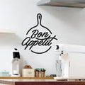 Bon Appétit" Elegant Black Vinyl Wall Decal - Removable, Self-Adhesive Kitchen Quote Art Sticker with Chef'S Hat & Whisk Design,
