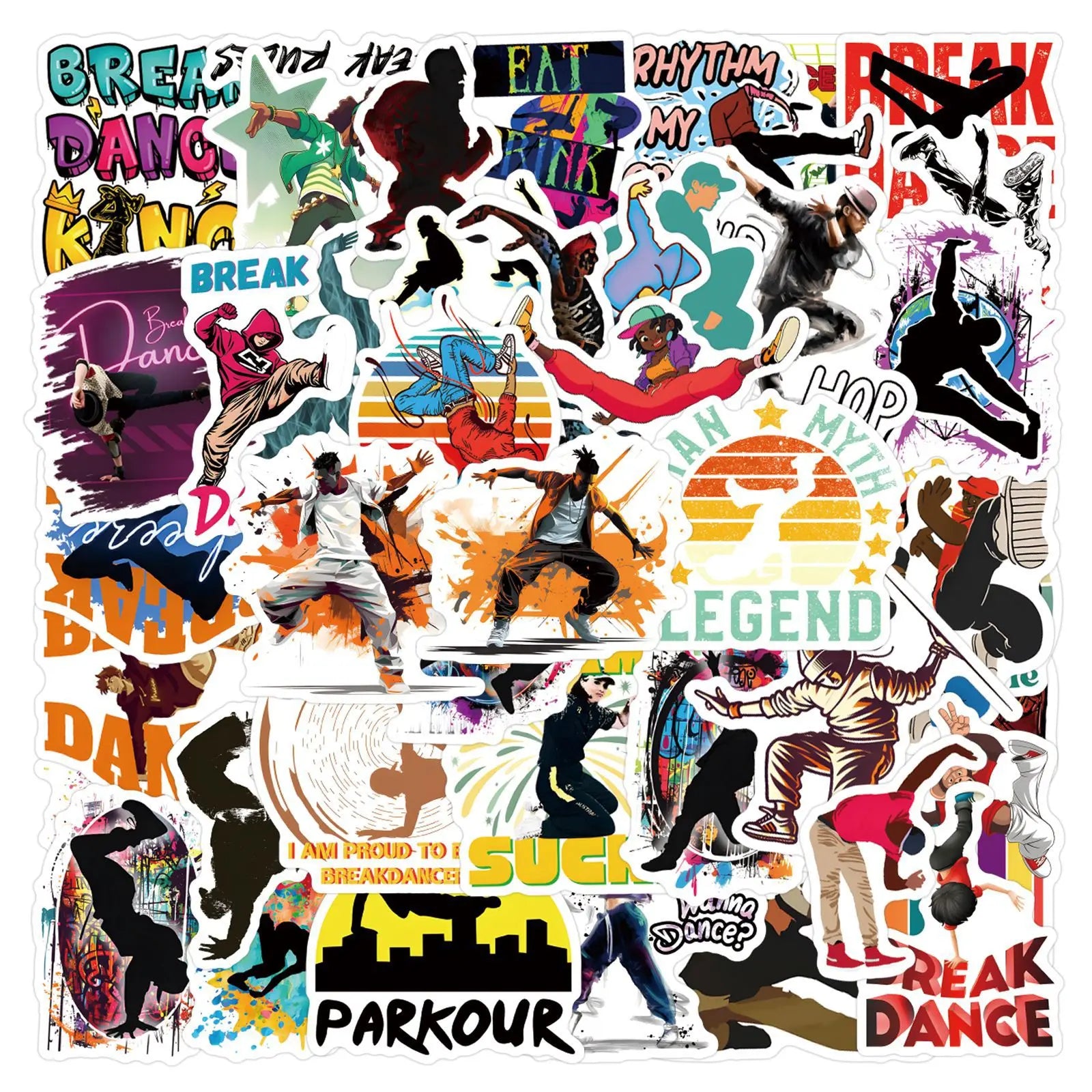 55/110PCS Breakdance Cartoon Graffiti Stationery Notebook Stickers Car Luggage Bottle Stickers