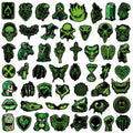 50/100Pcs Cool Green Personality Doodle Stickers, Kids Stationery Decals Notebook Helmet Skateboard Suitcase Waterproof Decals