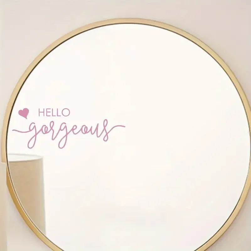 Car Sticker Hello Gorgeous Vinyl Wall Decal - Elegant Letter Print Home Decor for Glass Surfaces, Self-adhesive and Easy to Appl