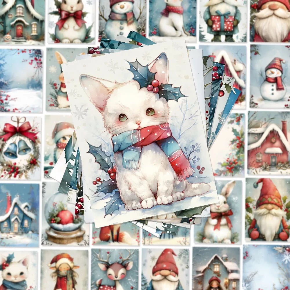 50PCS Winter Christmas Cute Snowy Creative Decoration DIY Phone Case Luggage Tablet Puzzle Toy Stickers