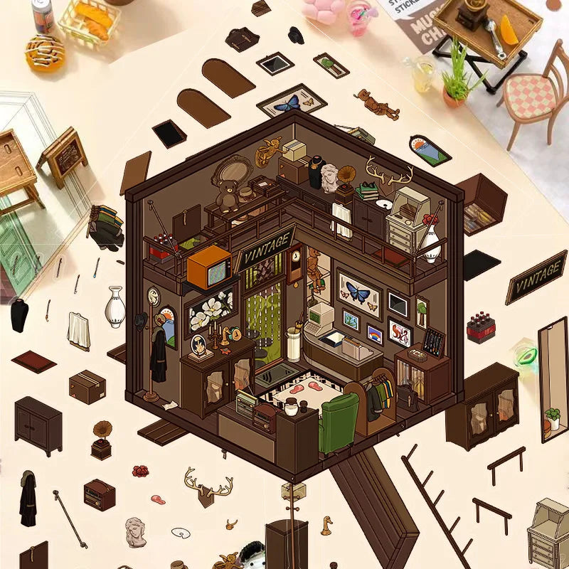 Cartoon Scenery Gothic Castle Stickers Miniature World 3D House Decompression DIY Scene Stationery Children Stickers