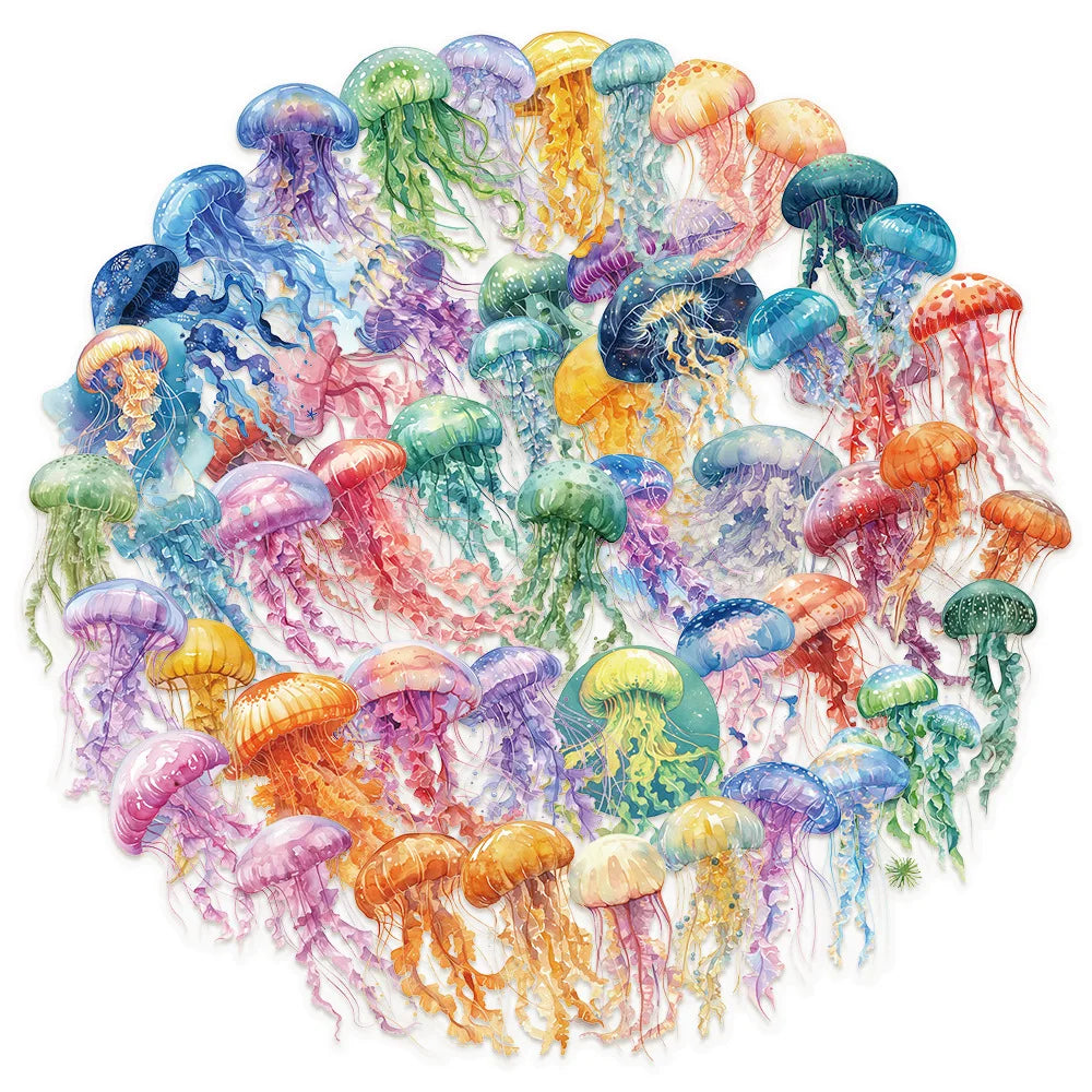 100pcs Cute Cartoon Marine Life & Fish Dolphin Shell Stickers ,Natural Starfish Transparent Stickers Decor Scrapbook