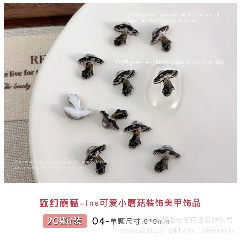 Cute And Magical Mushroom Nail Art Accessories Resin Cartoon Little Mushroom Nail Charms Wearable Nail Rhinestones Decorations