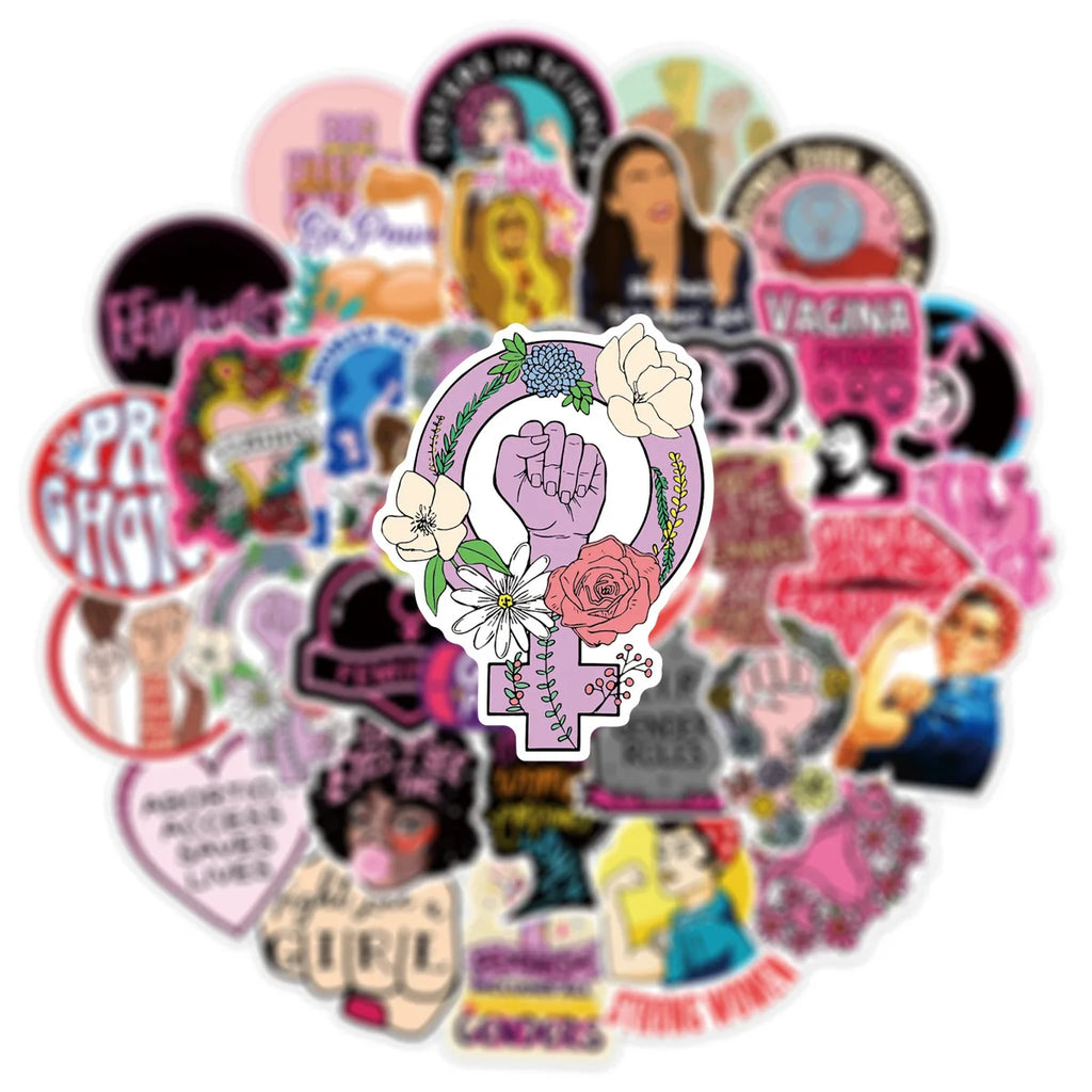 50/100PCS Women Theme Doodle Stickers, Unique Waterproof Decals for Notebook Helmet Fridge Phone Case Decor