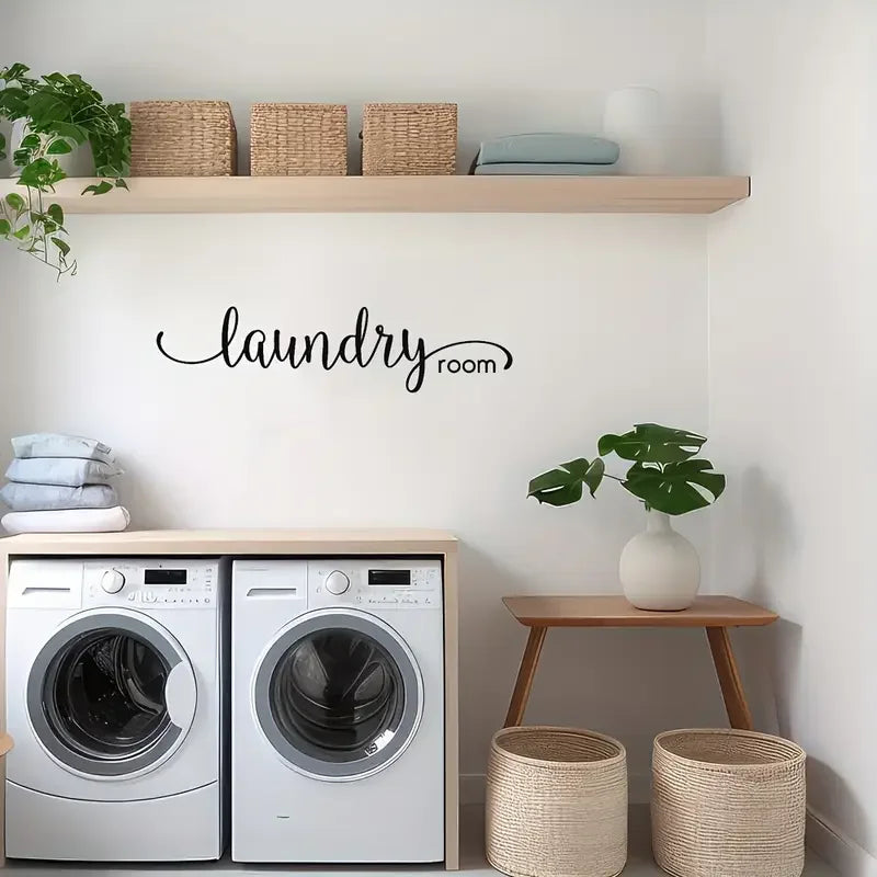 Laundry Room Decal, Washer Dryer Room Door Vinyl Sign, Home Decor Sticker Quote, Stylish Laundry Wall Decal
