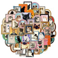 50PCS Creative Picture Frame Cat Fun Stickers DIY Manual Speaker Decoration Luggage Notebook Water Cup Label Waterproof Stickers