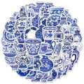 50PCS Blue And White Porcelain Chinese Style Stickers Notebook Cartoon Laptop Graffiti Luggage Classic Phone Skateboard Sticker