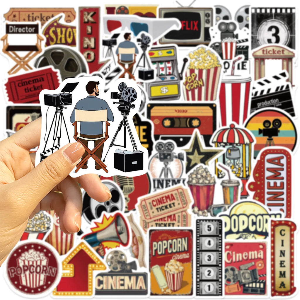 50/100PCS Cartoon Retro Movie Material Graffiti Stickers Decoration Guitar Notebook Luggage DIY Waterproof Stationery Stickers