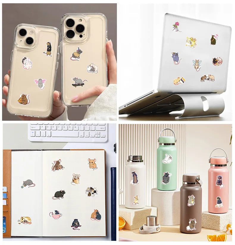 50/100 Pcs Cartoon Funny Rat Stickers School DIY Game for Suitcase Notebook Skate Cup Removable Waterproof Decals
