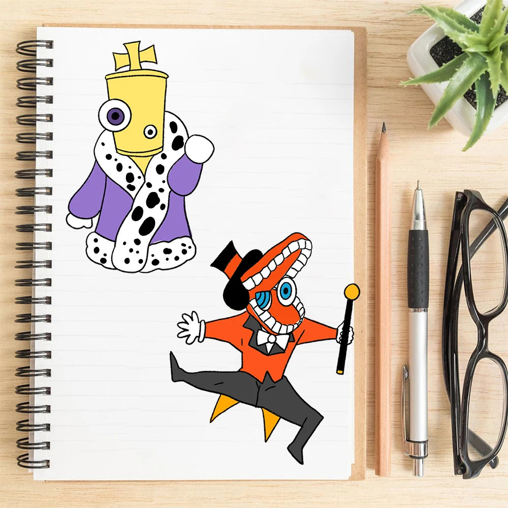 8PCS Digital Circus Collage Nostalgia Aesthetic Laptop Stationery Scrapbook Cafe Phone Cartoon Motorcycle Harajuku Stickers