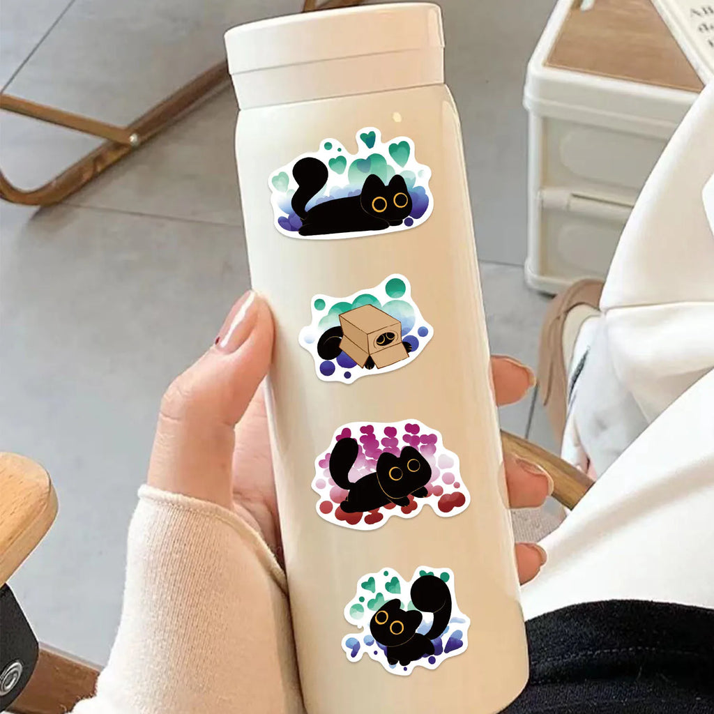 50Pcs Cartoon Pride Black Cat Toy Sticker Decoration Laptop Phone Computer Helmet Stationery Box Waterproof Graffiti Stickers