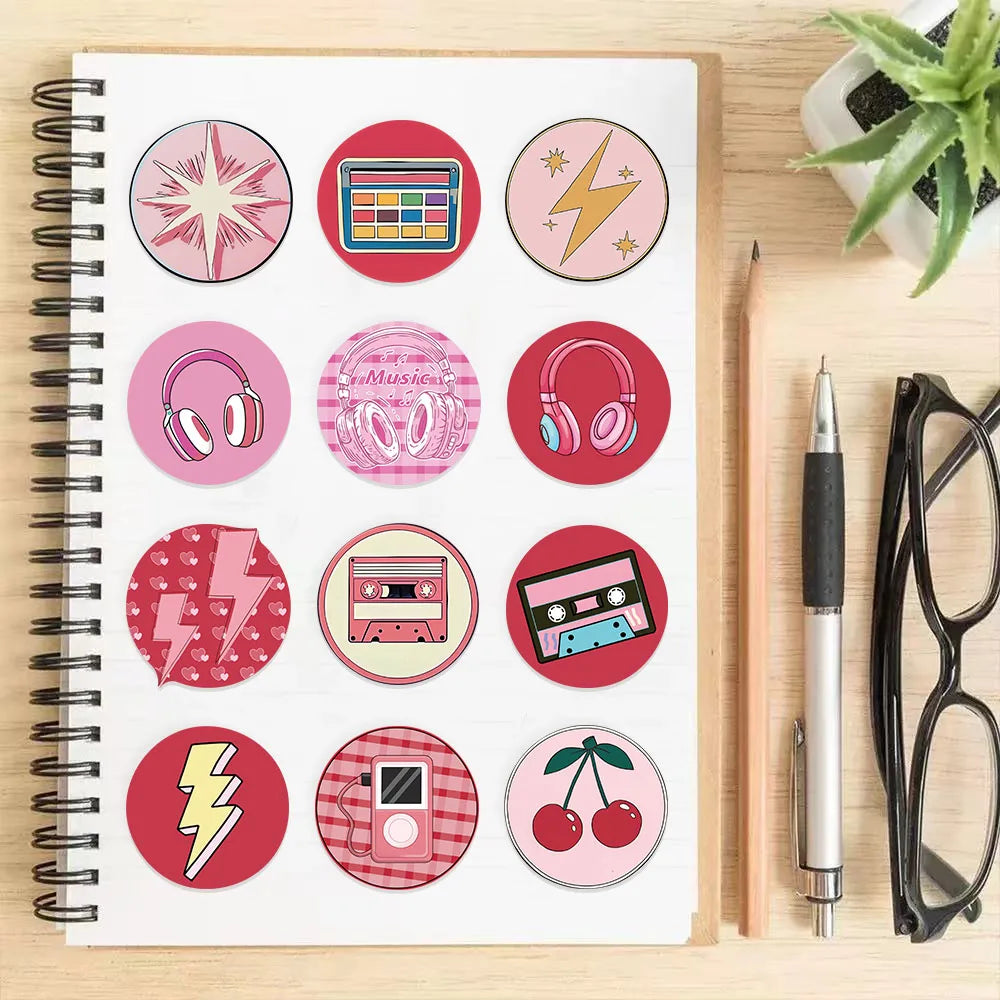 50PCS Instagram Highlight Cover Graffiti Circular Sticker Manual Clip Thin Water Cup Computer Skateboard Decoration Stickers