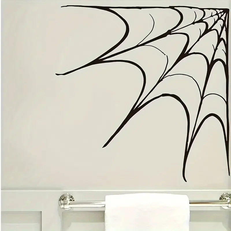 Classic Halloween Spider Web Wall Decal - Removable PVC Sticker, Static Cling, Perfect for Living Room, Bedroom, Entryway Decor,