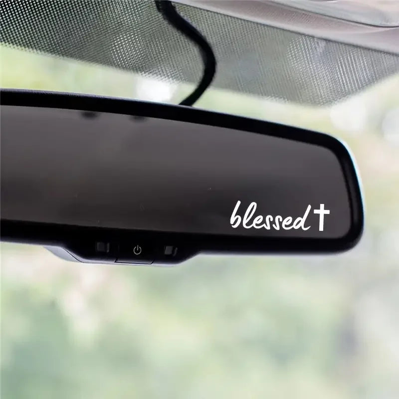 Blessed Mirror Decal, Car Decals For Women, Faith Mirror Decal, Cute Vinyl Decal, Car Mirror Decal, Religious Car Accessories