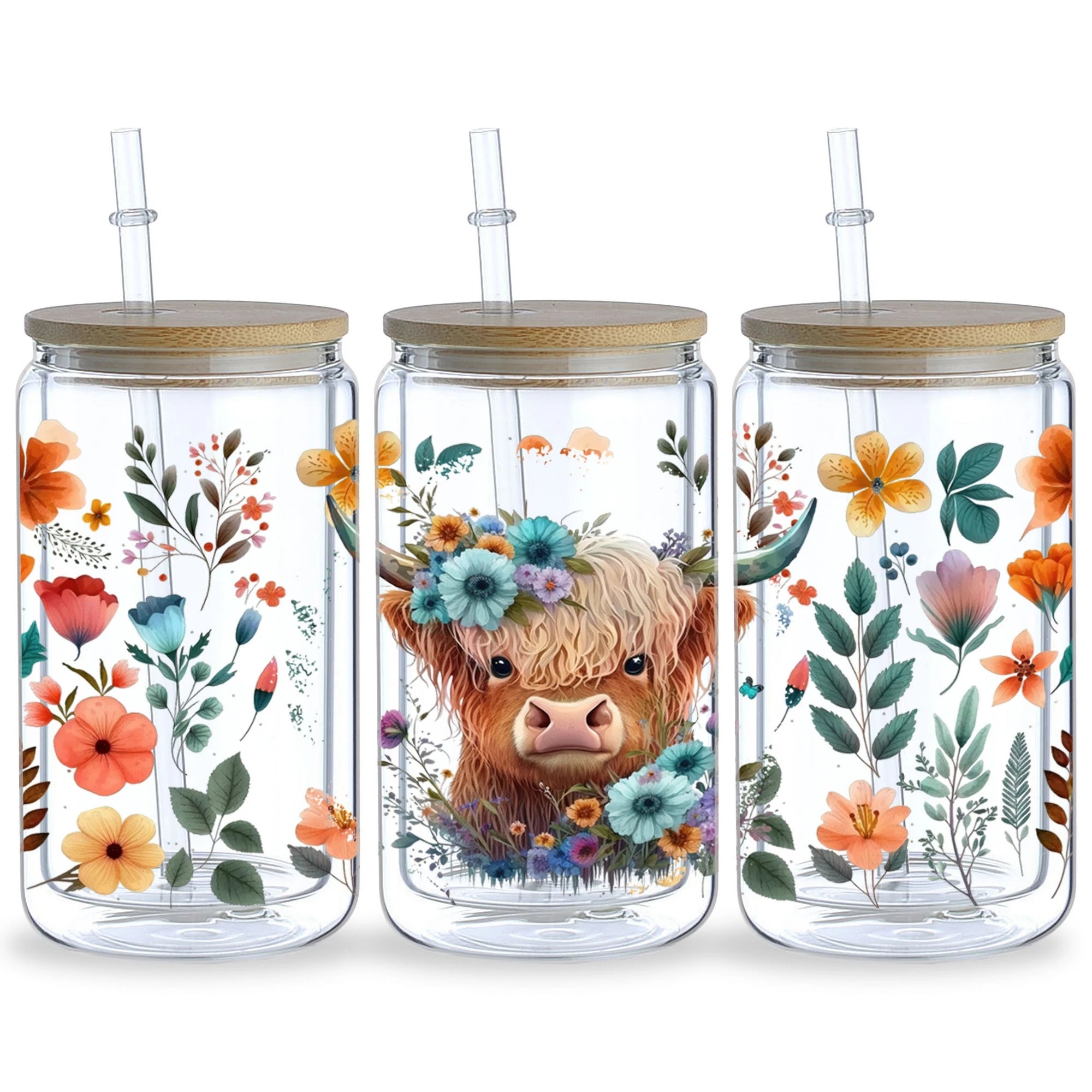 5 Sheets Animal UV DTF Cup Stickers, DTF Friction Transfer Stickers, Waterproof Transfer Stickers for 16oz Glass Cups, DIY