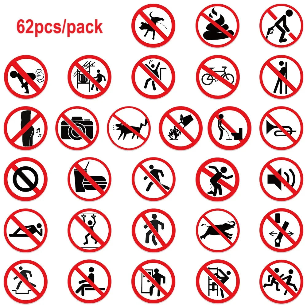 62 Funny no sign stickers, luggage, notebook, guitar, skateboard, waterproof PVC graffiti stickers