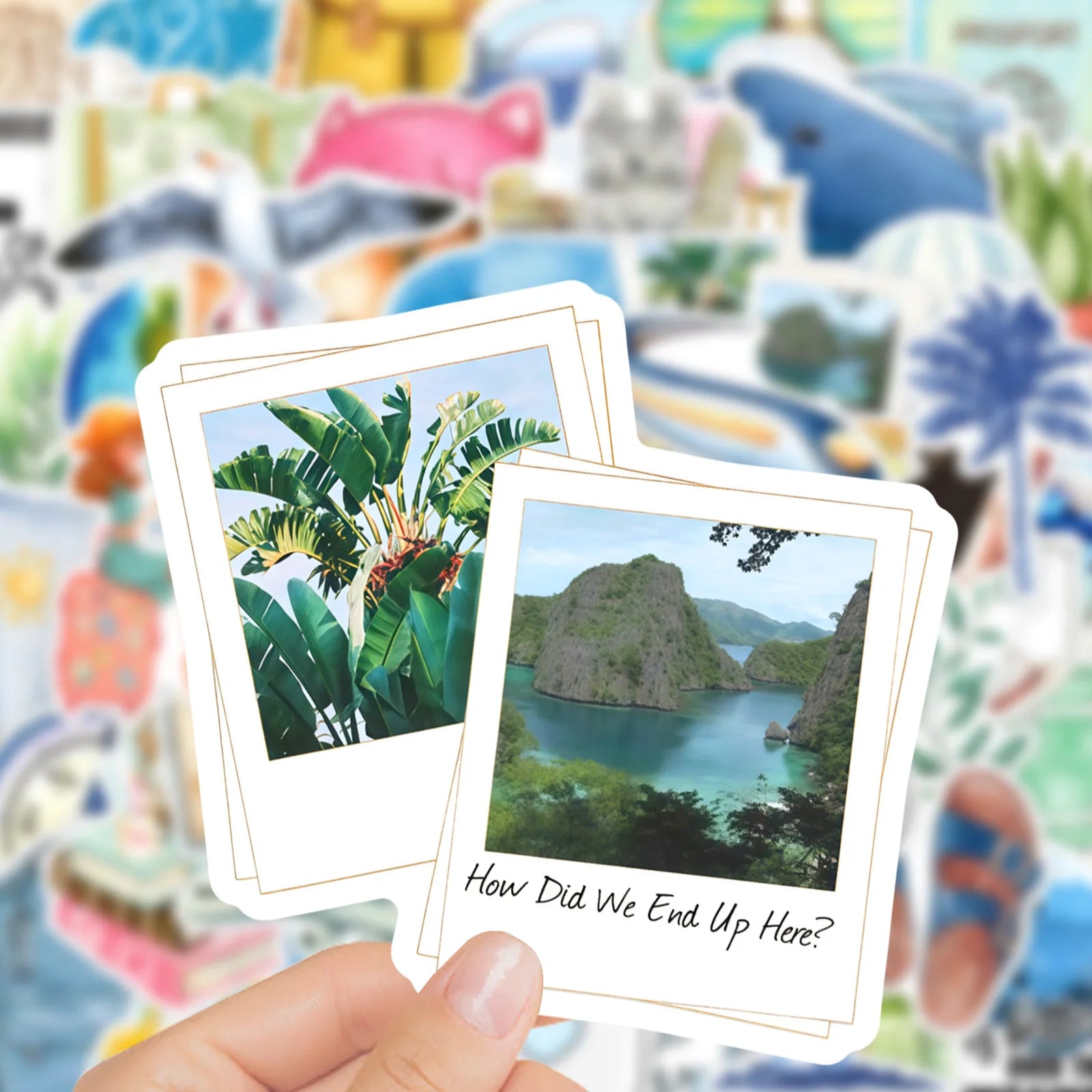 50/100 Pcs Cartoon Watercolor Outdoor Travel Life Stickers HD Colorful Waterproof for Skate Cup Fridge Car Diary Suitcase Guitar