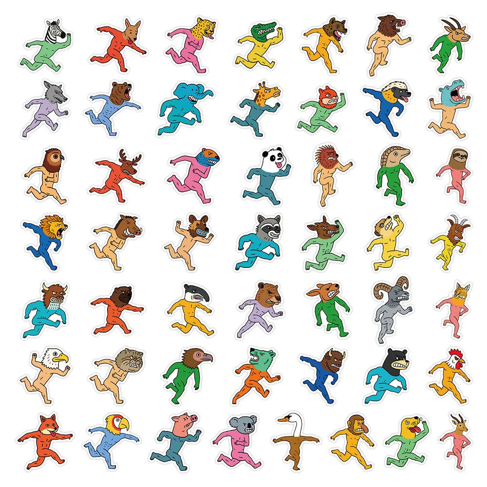 50/100PCS Animal Freak Sticker Animal Race Running Creative Water Cup Computer Decoration Stickers