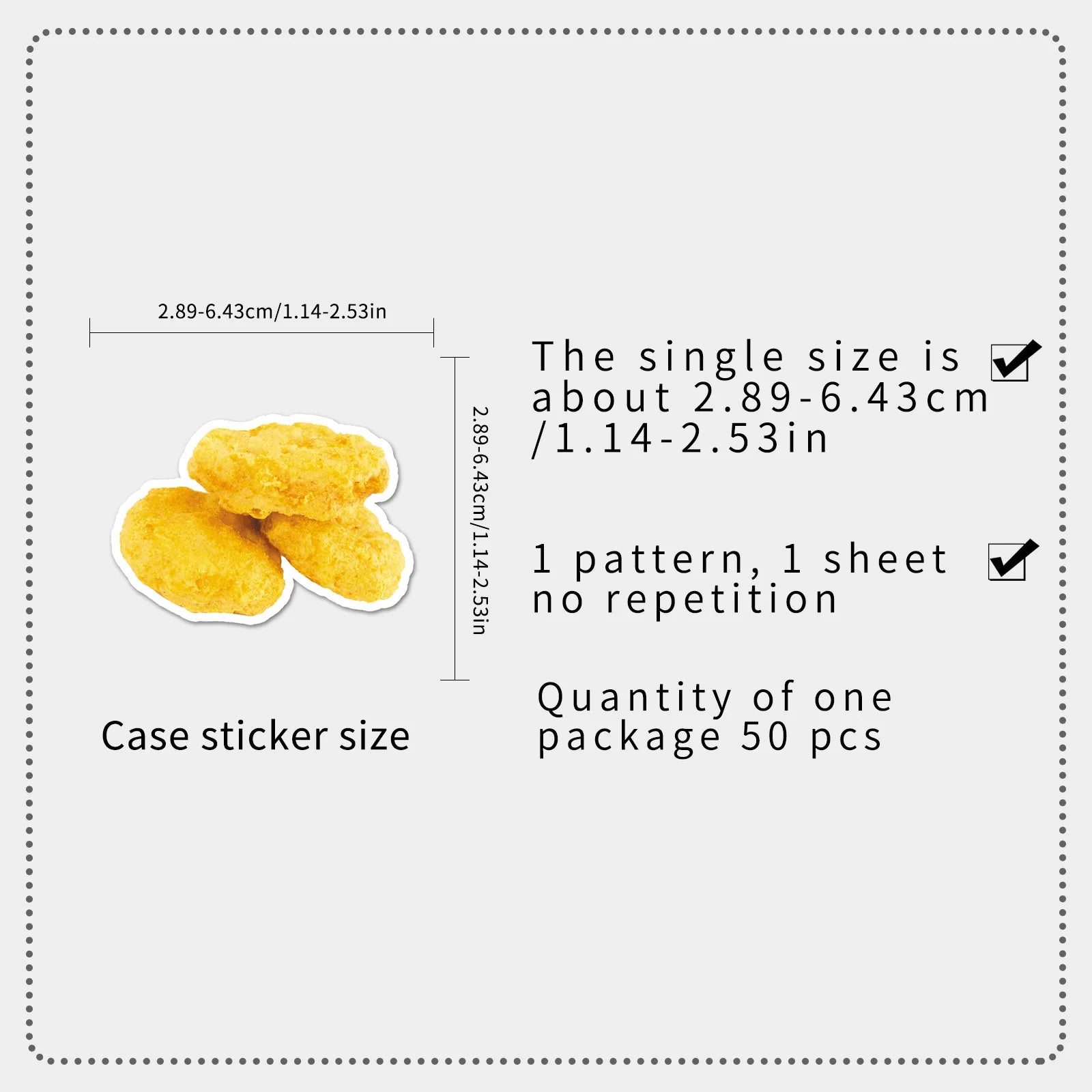 50-Pack Waterproof Fried Chicken Food Graffiti Stickers for Phone Tablet Helmet Guitar Skateboard Luggage Decoration