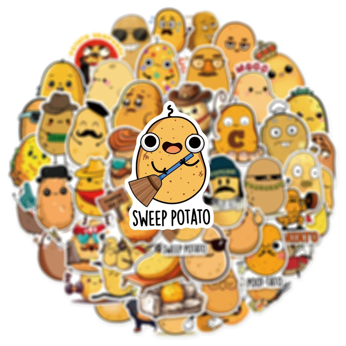 50/100PCS Funy Cute Potato Cartoon Graffiti Stickers - Luggage Laptop Phone Waterproof Stickers