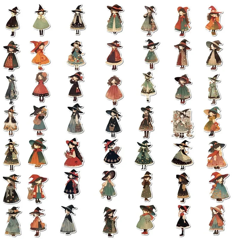 10/30/50PCS Cartoon Q Witch PVC Sticker Aesthetic Children's Korean Decoration Scrapbooking Stationery School Supplies for Kids