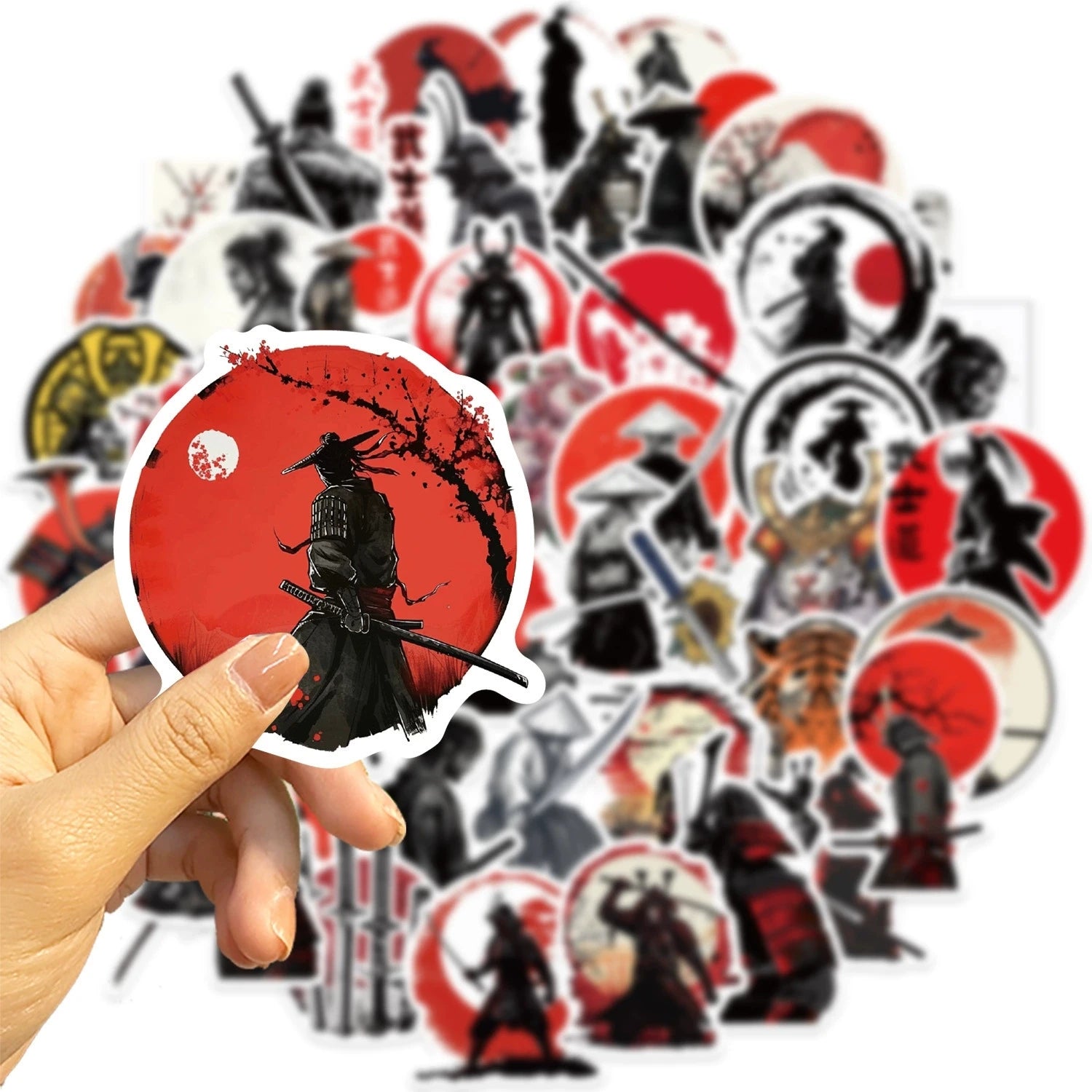 50/100Pcs Japanese Samurai Bushido Stickers Waterproof DIY Cool Gift DIY Stickers for Guitar Helmet Phone Laptop Stickers