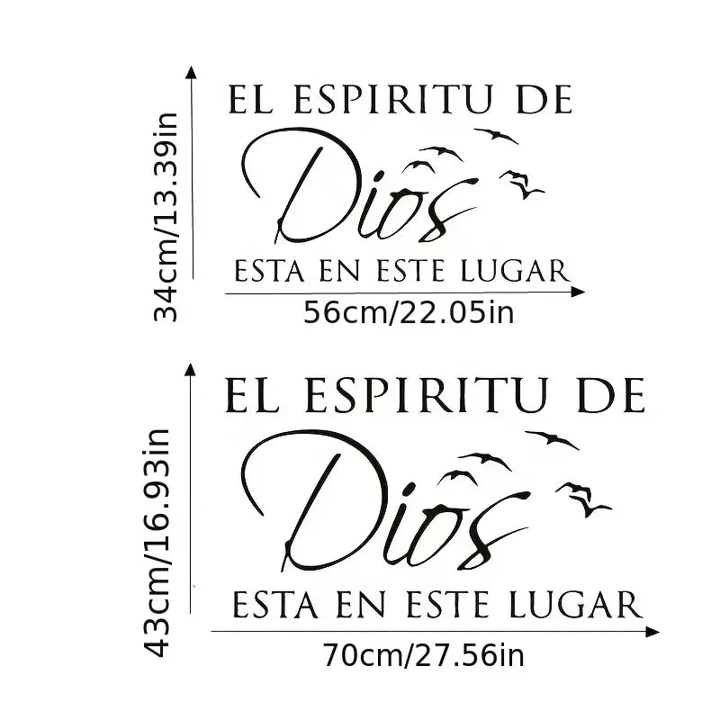 Spanish "El Espíritu de Dios" Christian Vinyl Wall Decal - Contemporary Matte Finish Religious Art with Birds Design, Multi-Surf