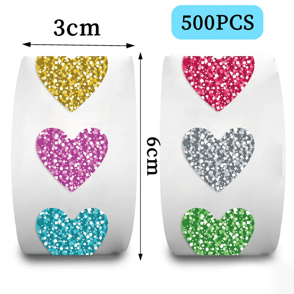 500PCS Roll Adhesive Tape Love Reward Stickers Decorative Envelope Sealing Sticker