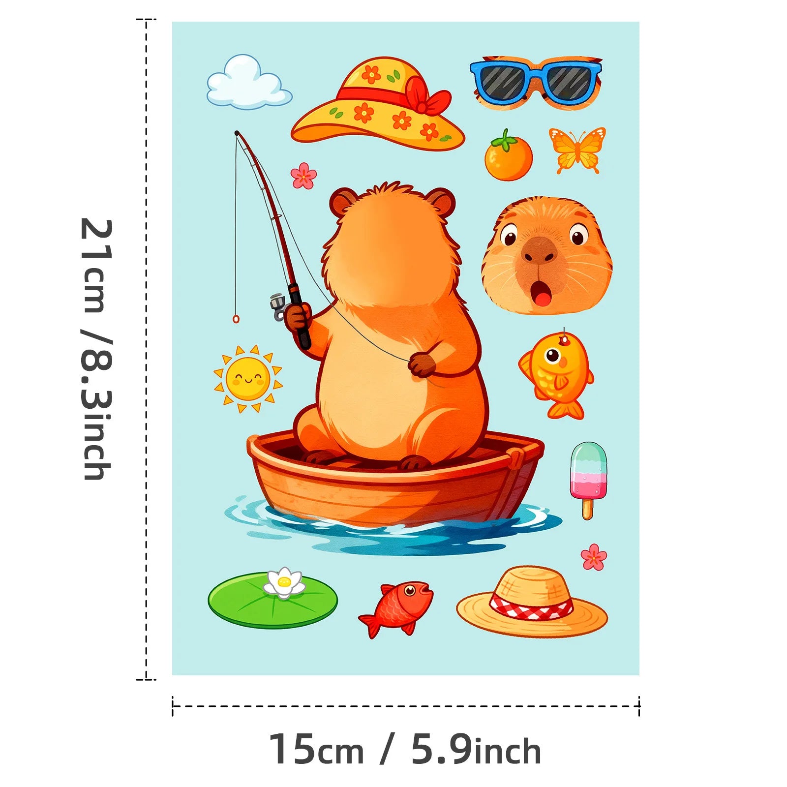 6/12/18Pcs Cartoon Capybara Make A Face Puzzle Stickers, Kids DIY Fun Stationery Notebook Cabinet Fridge Luggage Decor Sticker