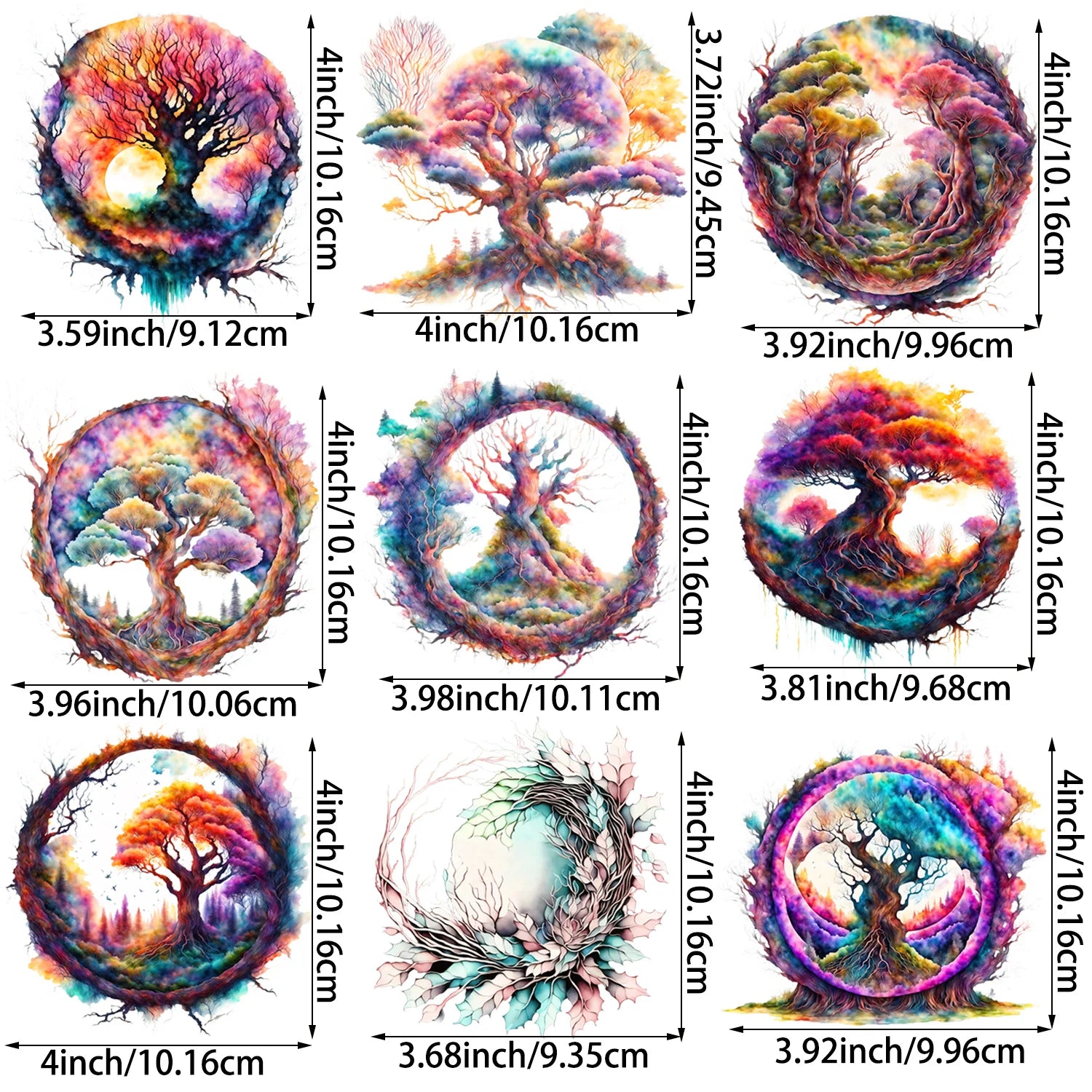 9 sheets Fantasy Forest Theme Series Iron-On Transfer Stickers Design Forest Flower Decals Heat Pressed Decals