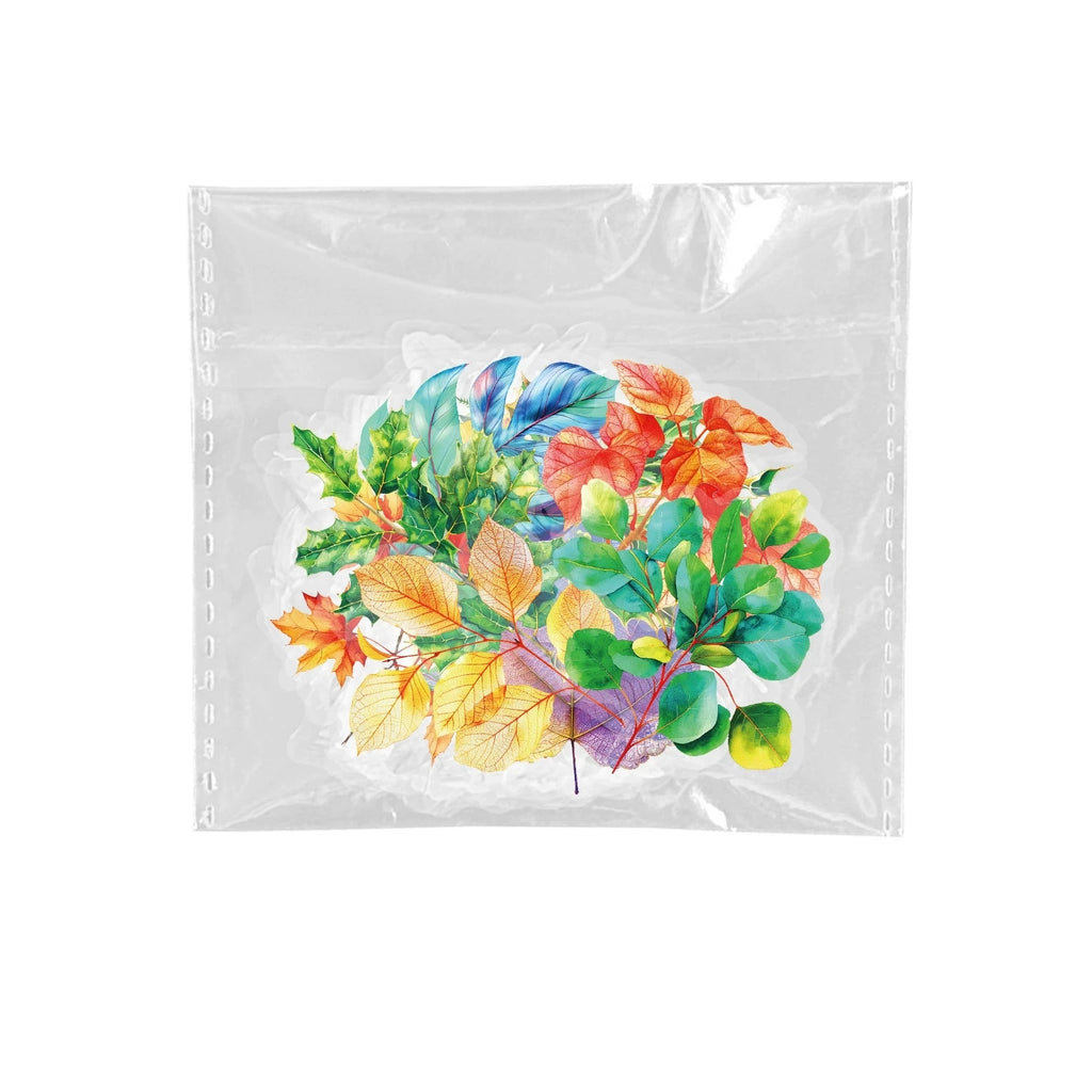 50PCS Colorful Leaf PET Stickers Plant Leaf DIY Hand Tent Material Decorative Stickers Children's Stationery Stickers