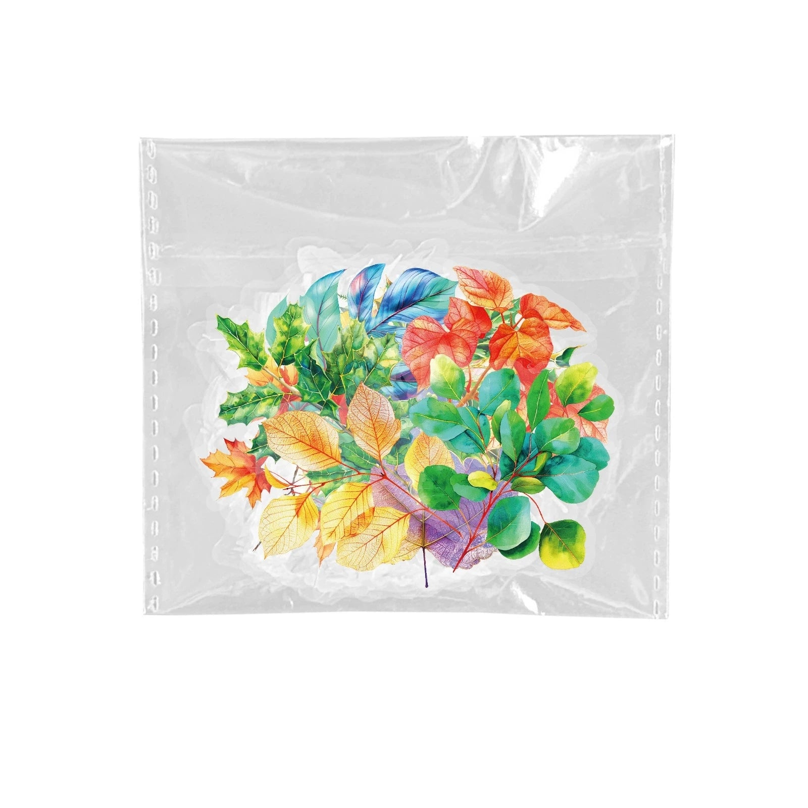 50PCS Colorful Leaf PET Stickers Plant Leaf DIY Hand Tent Material Decorative Stickers Children's Stationery Stickers