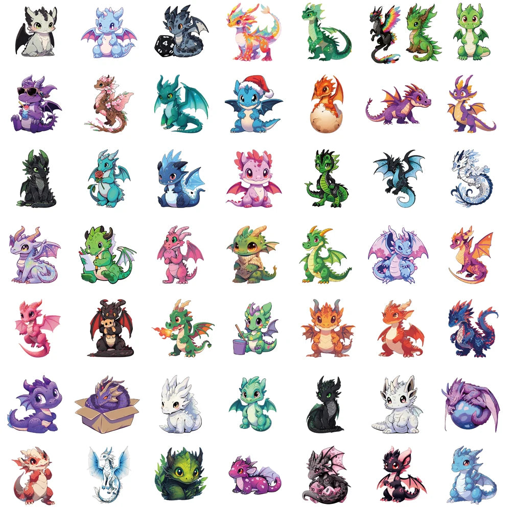 50/100PCS Cartoon Cute European Dragon Stickers Scrapbooking Aesthetic Luggage Laptop Wall Car Art Fun Decoration Decal Sticker