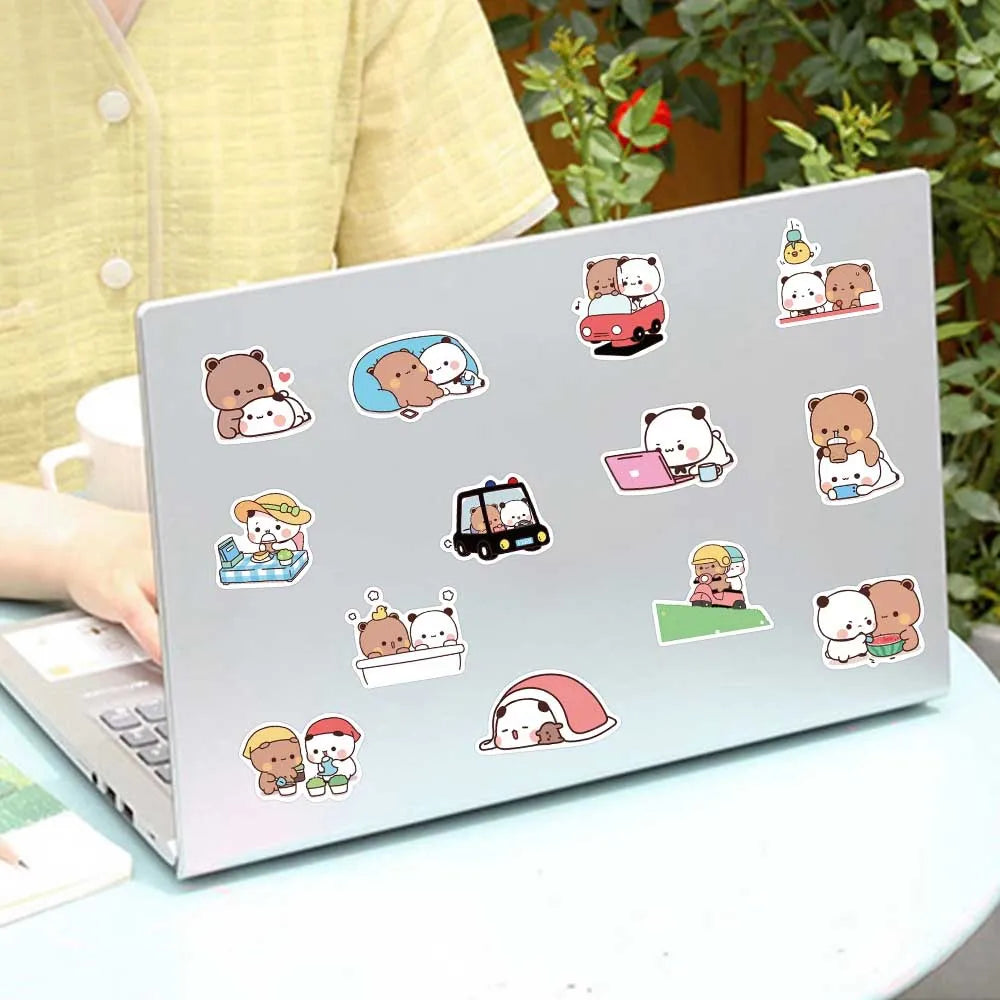 50pcs Stickers Cute Bear Couple DIY Toy Doodles Decorative Graffiti Decal Phone Bottles Scrapbook Waterproof
