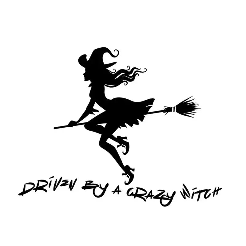 Imagnt Studio Driven By A Crazy Witch Car Stickers ForTruck Van SUV Jeep Motorcycle Vehicle Paint Window Wall Cup Bumpers Crafts