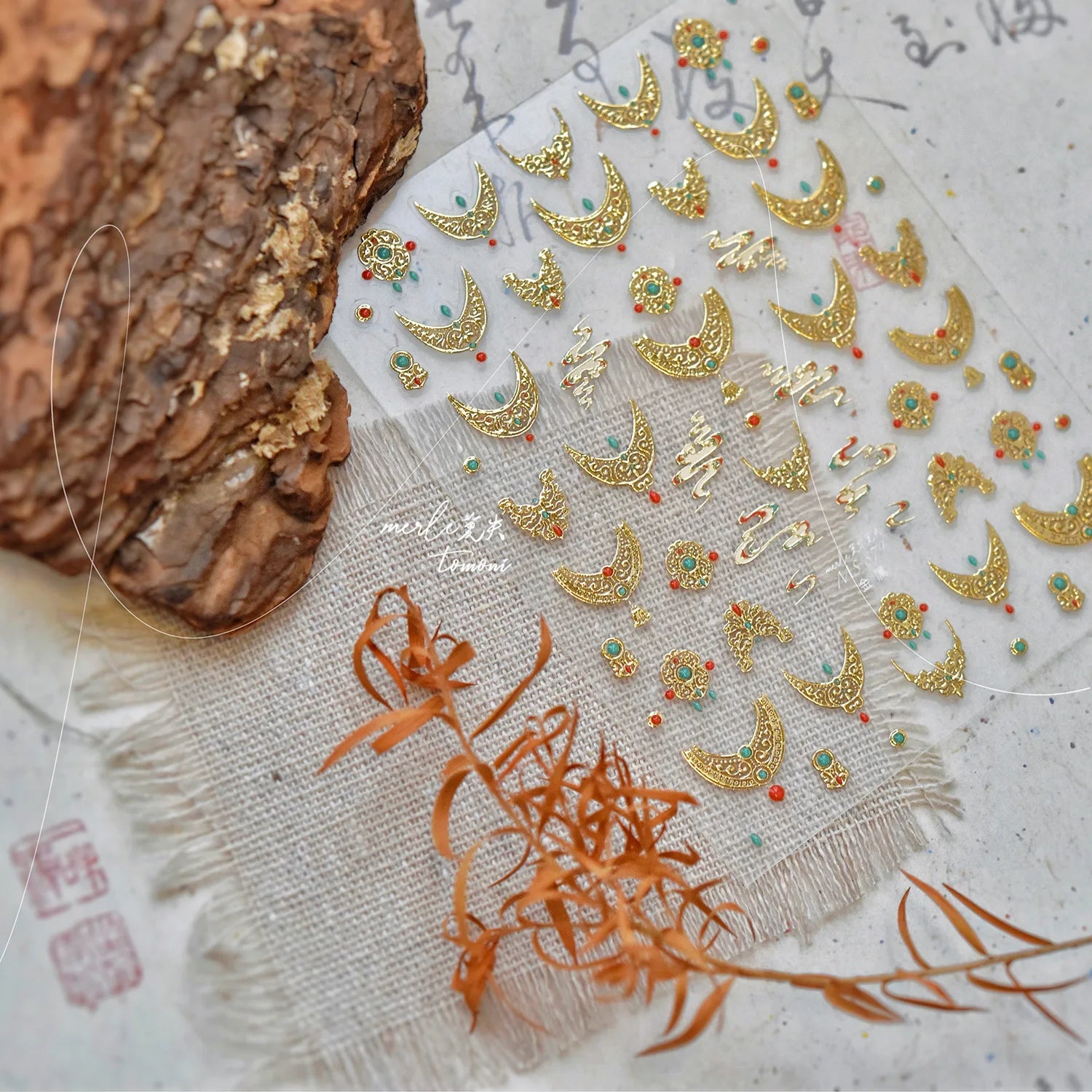 Chic Gold Auspicious Clouds Totem Nail Arts Stickers Self Adhesive Nail Decorations Stickers DIY Luxury Manicure Design Decals