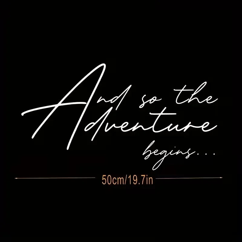 Adventure Begins" Vinyl Decals for Large Car Vans, Camper Vans, Caravans, And Motorhomes - Self-Adhesive, Glossy Finish, Single