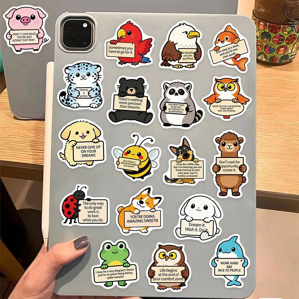 50PCS Funny Emotional Support 2 Graffiti Stickers Fun Cartoon Animal DIY Manual Label Brochure Laptop Tablet Stickers