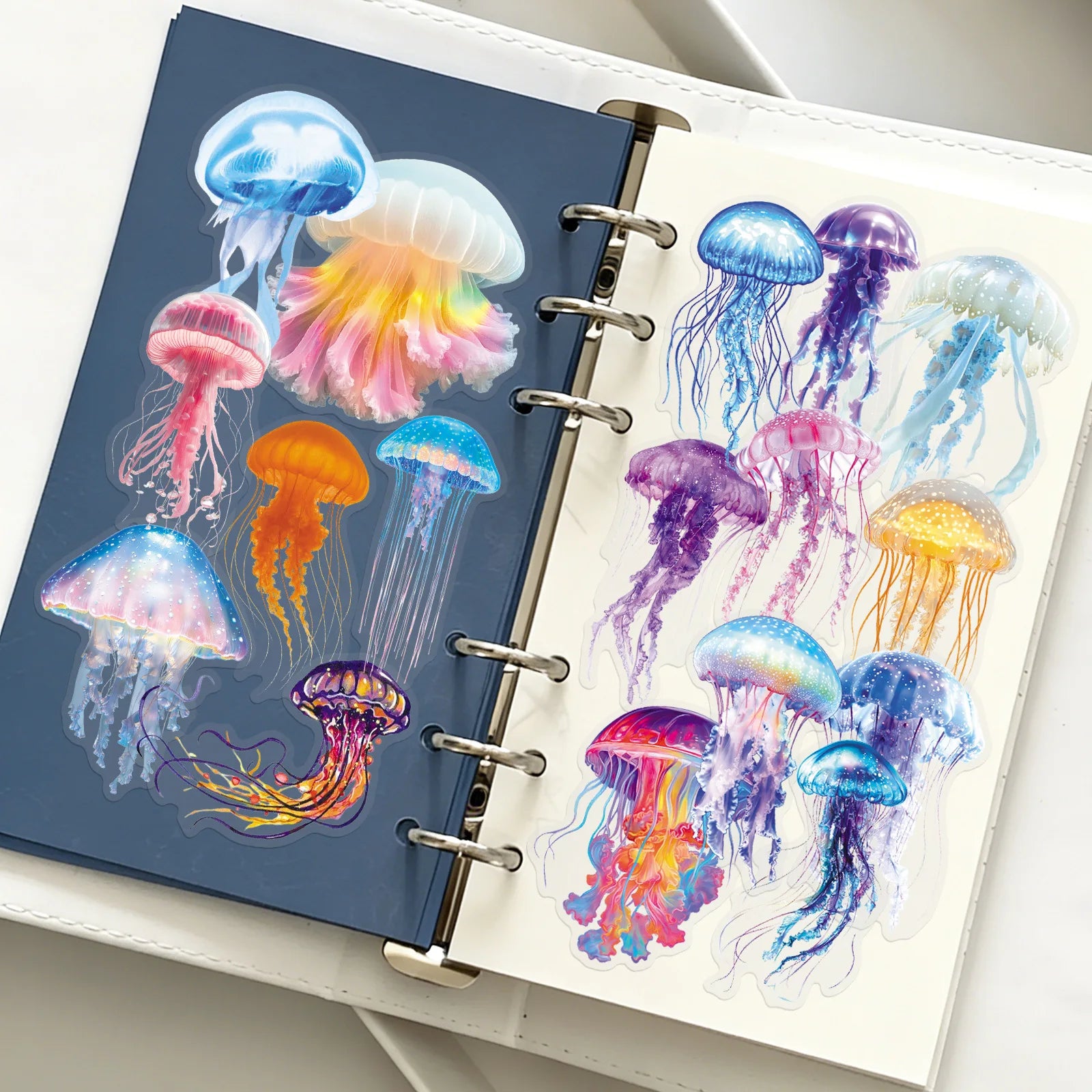 50PCS Cartoon Jellyfish Ocean Stickers, Clear PET Decals for Notebook Stationery Guitar Fridge Book Desk Decor