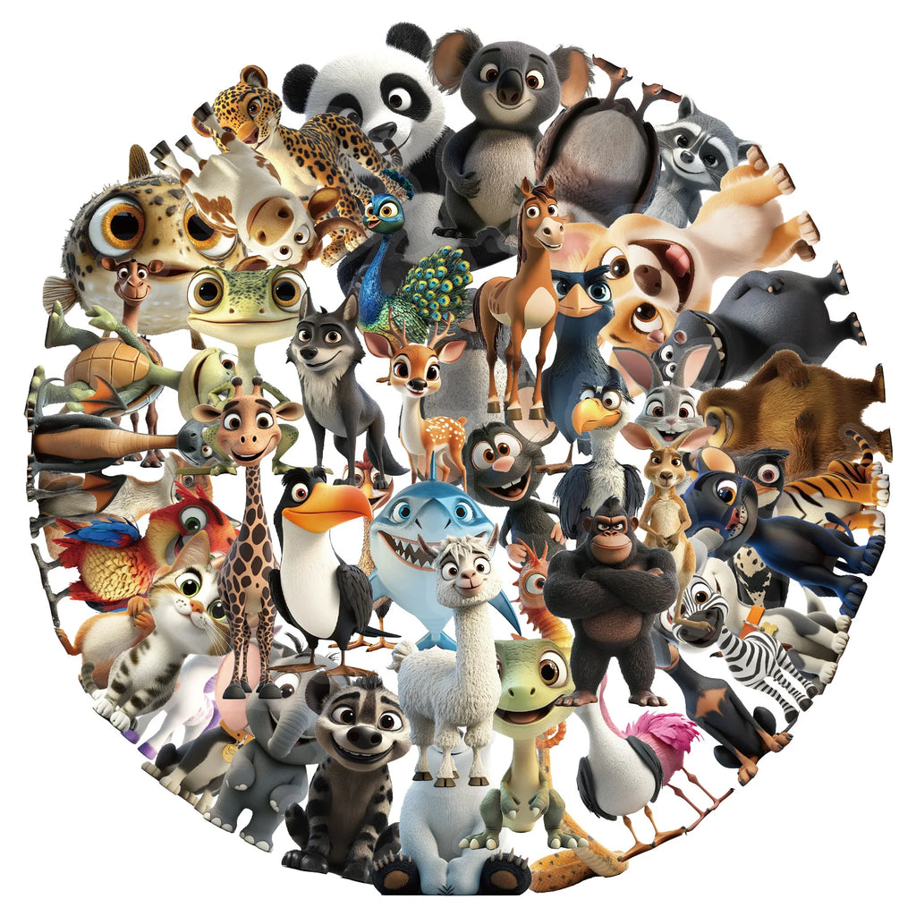 50/100 PCS Transparent PET Cartoon Small Animal Stickers DIY Diary Guitar Cup Luggage Decoration Stationery Stickers