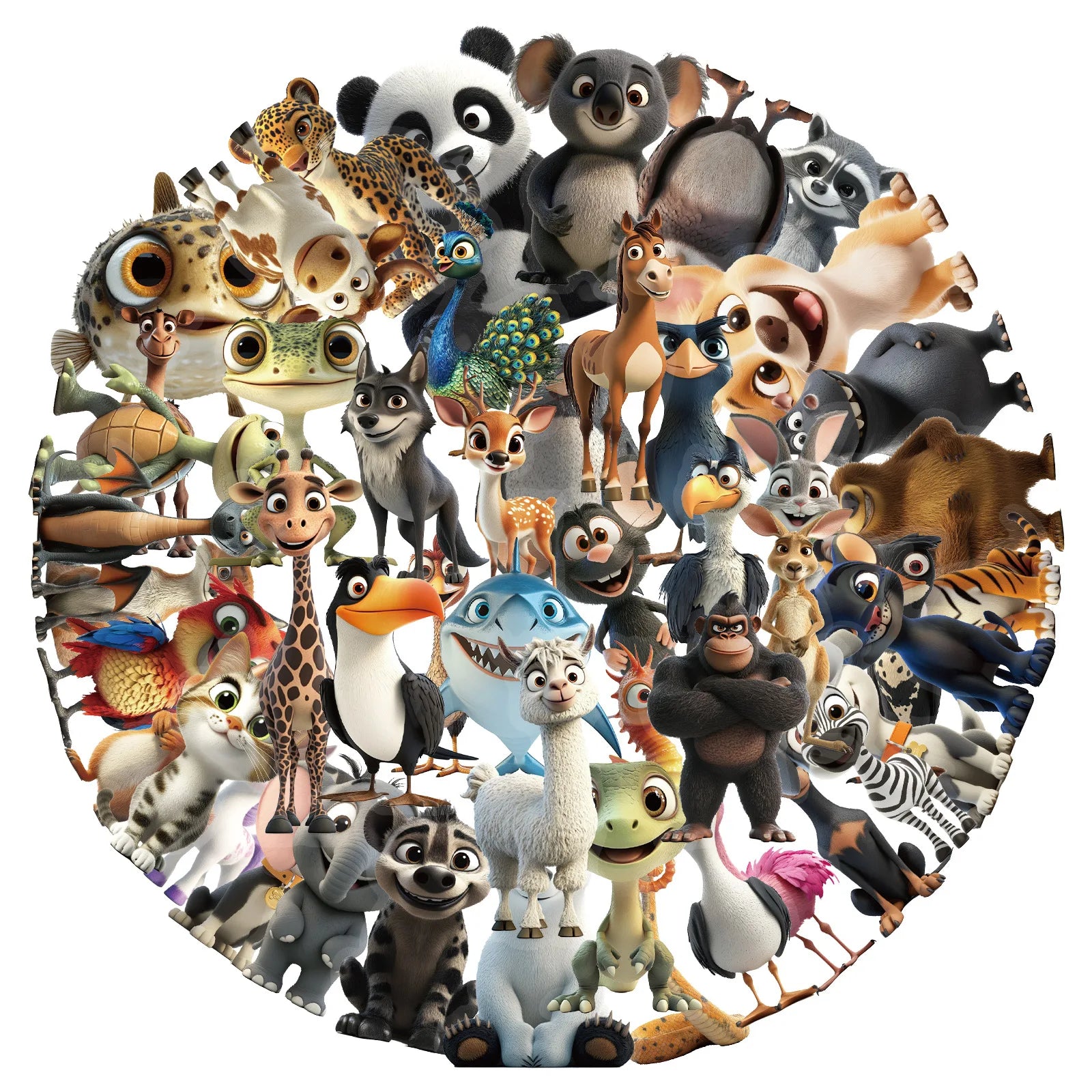 50/100 PCS Transparent PET Cartoon Small Animal Stickers DIY Diary Guitar Cup Luggage Decoration Stationery Stickers