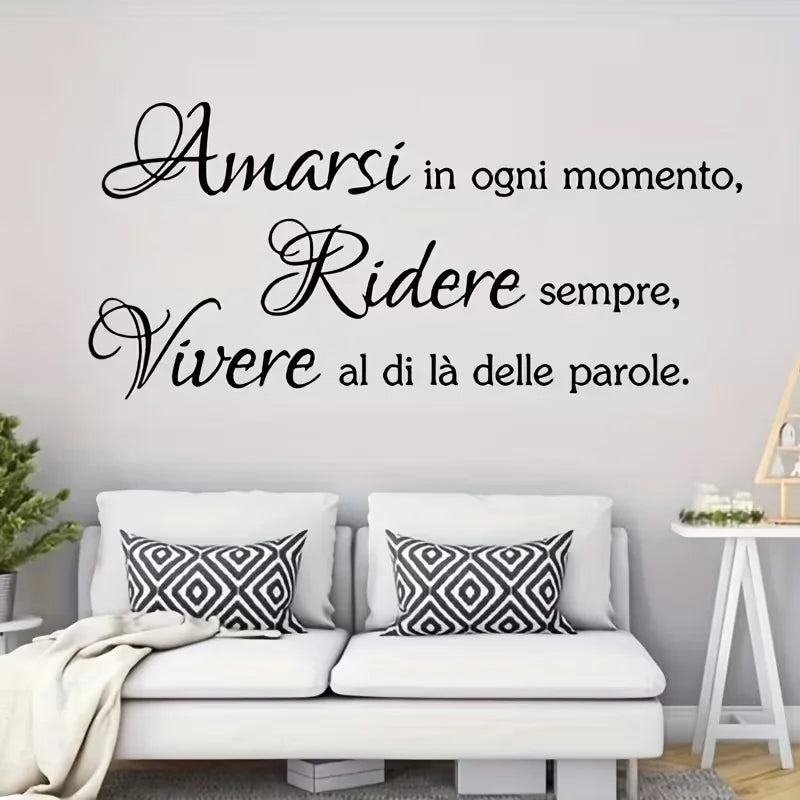 1pc Inspirational Italian Quote "Always Love Yourself, Laugh Forever, Language Doesn't Matter" Wall Decal - Removable Self-Adhes