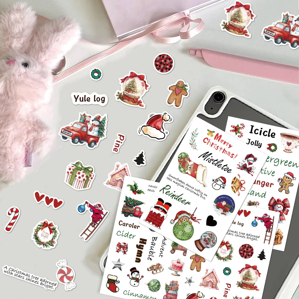 8PCS Cartoon Christmas Festival Gift Creative Decoration DIY Phone Case Luggage Tablet Party Toy Stickers