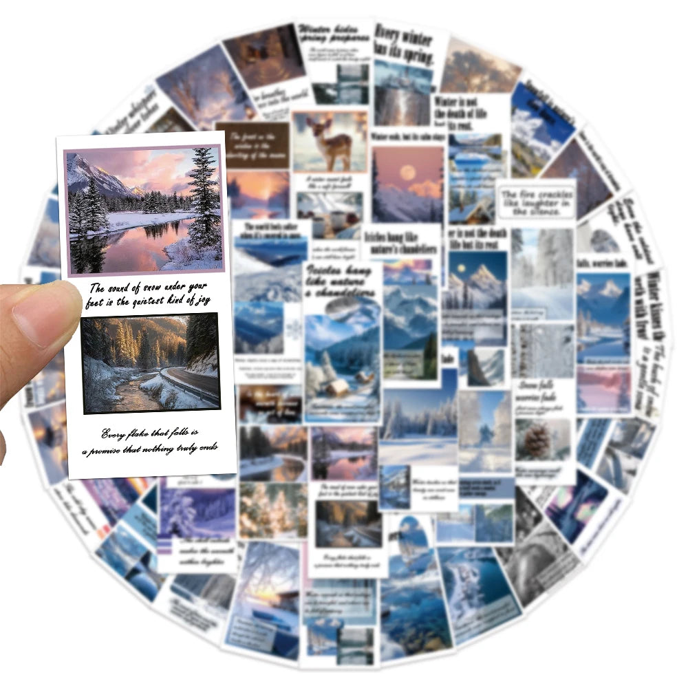 50PCS Creative Winter Scenery Label Decorative Stickers DIY Scrapbook Phone Case Laptop Tablet Toy Decorative Stickers