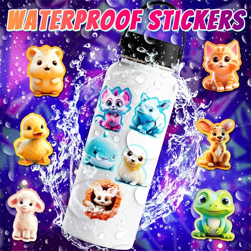 10/30/50PCS Cute 3D Cartoon Animal PVC Sticker Aesthetic Chidlren's Stationery Decoration Scrapbooking School Supplies for Kids