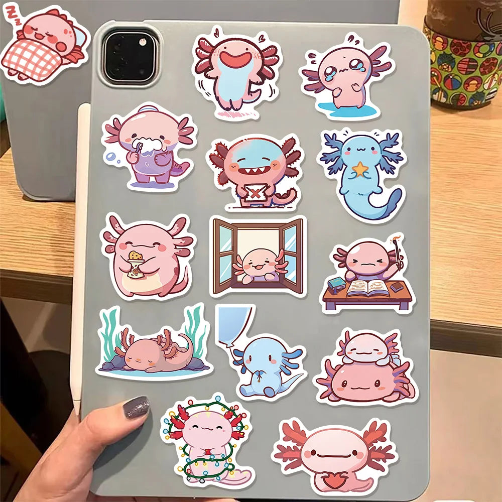 50PCS Cartoon Animal Fun Axolotl Graffiti Stickers DIY Manual Scrap Book Tablet Trendy Decoration Toy Stickers