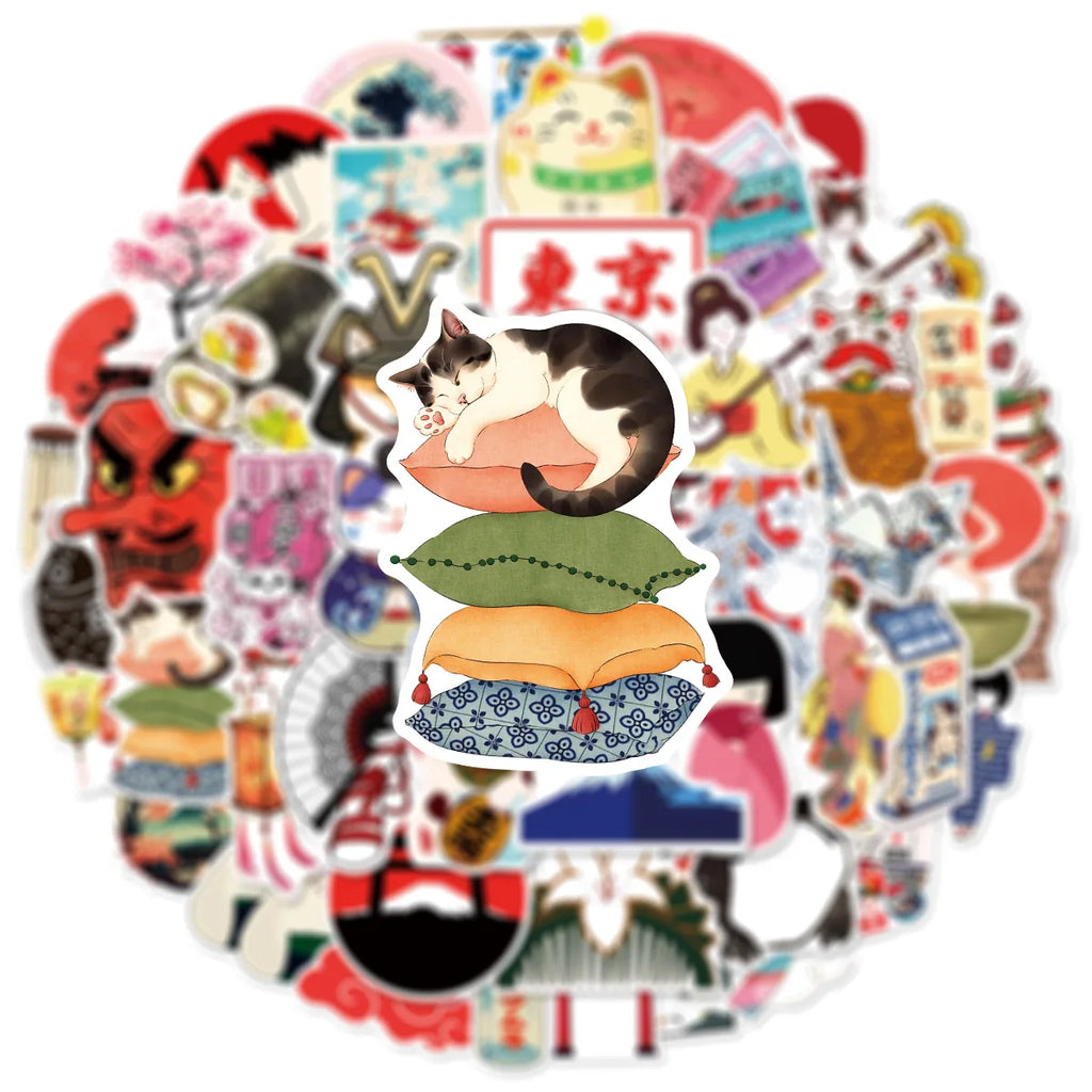50 Cartoon Japanese Fresh Graffiti Stickers Creative Waterproof Decoration DIY Computer Notebook Children Stationery Stickers