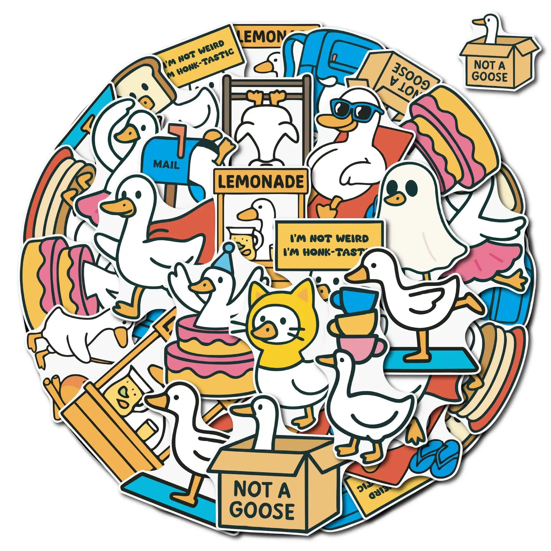 50/100PCS Cute Graffiti Stickers Water Cup Phone Waterproof Decorative Stickers Cartoon Animal Dumb Goose Stickers